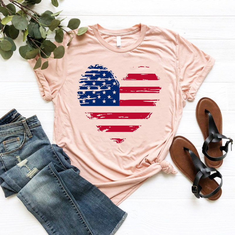 4Th Of July Shirt, USA Heart Flag Shirt, Patriotic Shirt, Independence Day Tee, American Flag Heart Shirt, USA Flag, Patriot, Red White Blue - 6.jpg