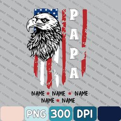 Personalized Papa Eagle American Flag 4th Of July Png, Custom Kids Name Png, Independence Day Png, Patriotic Dad Grandpa