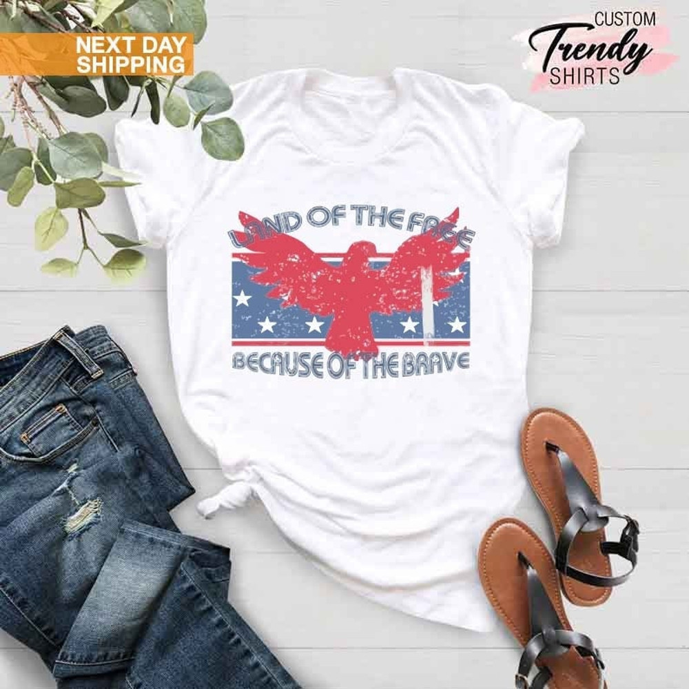 Land of The Free Shirt, USA Flag Shirt, American Eagle Shirt, Fourth of July Gift, Patriotic Shirt, Independence Day, 4th of July Shirt - 1.jpg