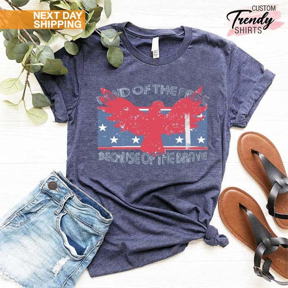 Land of The Free Shirt, USA Flag Shirt, American Eagle Shirt, Fourth of July Gift, Patriotic Shirt, Independence Day, 4th of July Shirt - 7.jpg