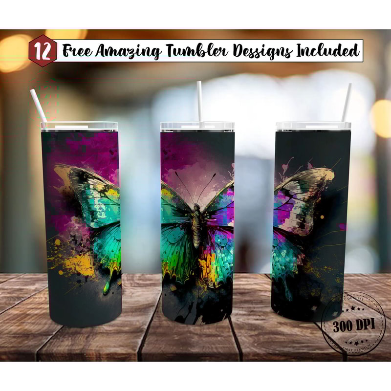 Butterfly Tumbler, Butterfly Skinny Tumbler, Anime Manga Embrace Tumbler.png