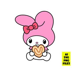 concha my melody svg, my melody svg, hello kitty svg, kawaii kitty svg, cat svg, cartoon svg, ai digital file