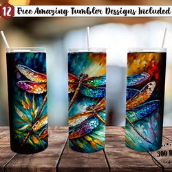 dragonflies watercolor tumbler, dragonflies watercolor skinny tumbler, dragonflies  tumbler