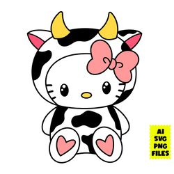 cow hello kitty svg, cow svg, heart svg, hello kitty svg, cartoon svg, ai digital file