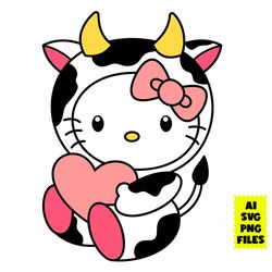 cow hello kitty heart svg, cow hello kitty svg, cow svg, heart svg, hello kitty svg, cartoon svg, ai digital file