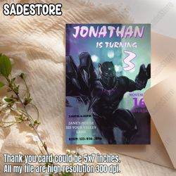 black panther birthday invitation template, birthday party invitations, digital kids party invite, boys & girls bday