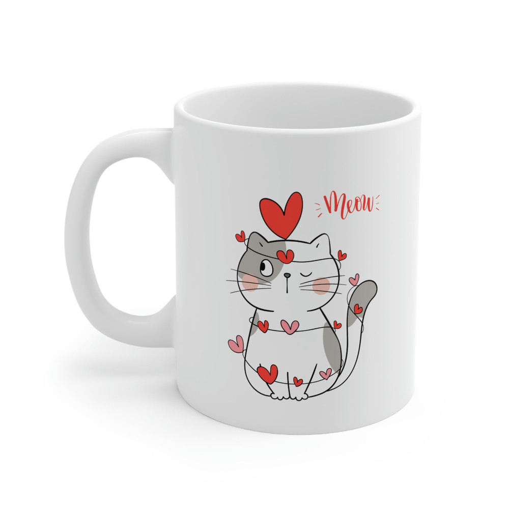 Meow Cat Love Ceramic Mug 11oz, Gift for Couple, Mug Gift for Love, Gift Mug for Valentine's Day, Ceramic Mug 11oz - 3.jpg