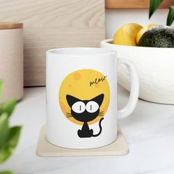 meow ceramic mug 11oz, 15oz, cat ceramic mug, gift ceramic mug 11oz, 15oz, anima