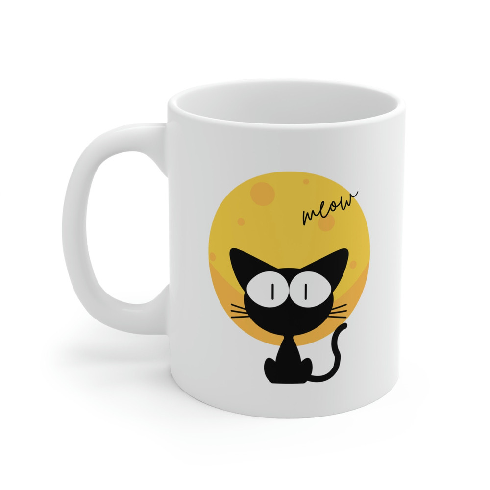 Meow Cat Lover Ceramic Mug 11oz, Mug Gift for Cat Lover, Mug for Coffee Lover, Ceramic Mug 11oz - 3.jpg