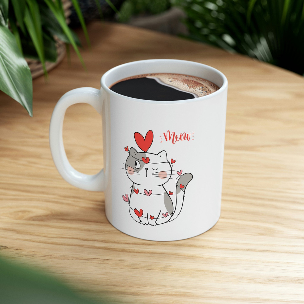 Meow Cat Love Ceramic Mug 11oz, Gift for Couple, Mug Gift for Love, Gift Mug for Valentine's Day, Ceramic Mug 11oz - 8.jpg