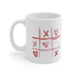 Tic Tac Toe Love Ceramic Mug 11oz, 15oz, Mug Gift for Couple, Gift Mug for Valen
