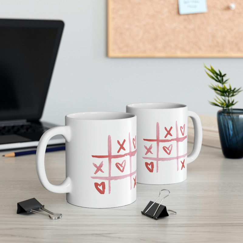 Tic-Tac-Toe Love Ceramic Mug 11oz, Mug Gift for Couple, Gift Mug for Valentine's Day, Mug for Love, Ceramic Mug 11oz - 5.jpg