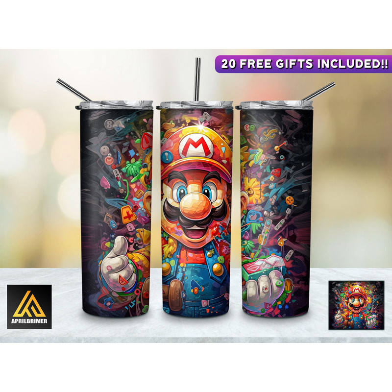 Game Characters Tumbler, Game Characters Skinny Tumbler, Pixel Art Power Tumbler.png