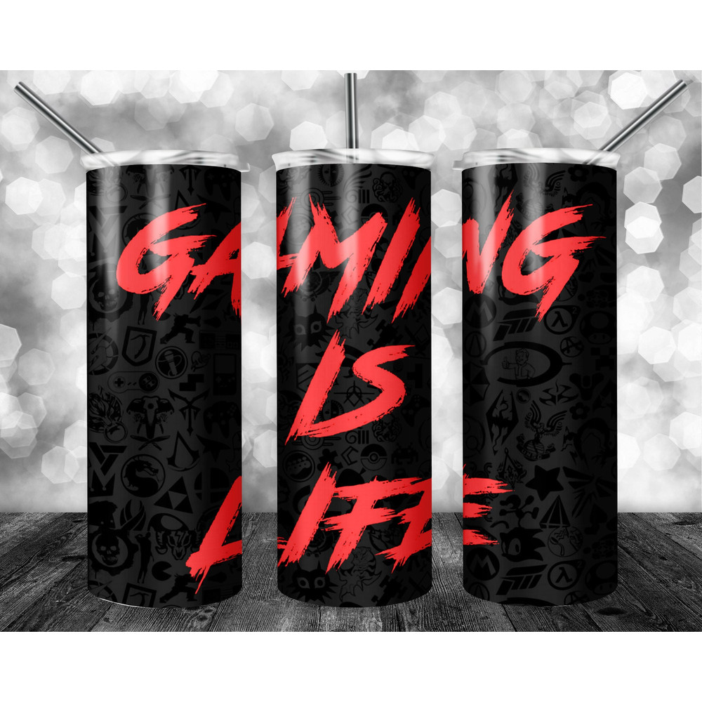 Gamer 20oz Sublimation Tumbler Designs, Game Straight Skinny Tumbler Wrap PNG, Sublimation Design PNG, Digital Download, PNG-1.jpg