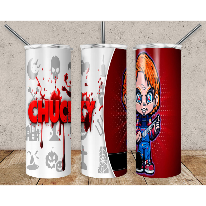 Horror Character 20oz Sublimation Tumbler Designs, Horror Straight Skinny Tumbler Wrap PNG, Sublimation Design PNG, Digital Download, PNG-3.jpg