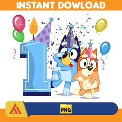 bluey birthday 1 years old png download, bluey & bingo birthday png, bluey birthday party png, birthday girl and birth
