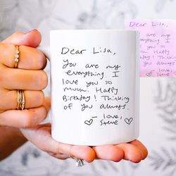custom mug with your handwriting, handwriting gift, customizable mug, handwritten eng