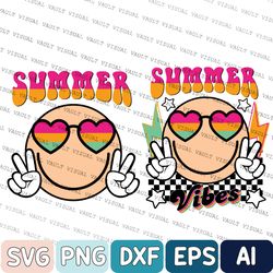 Groovy Svg, Smiley face Svg, Trendy Svg, Retro Summer Svg, Groovy Summer Vibes Smiley Face Svg, Summer Svg/Png, Beach S
