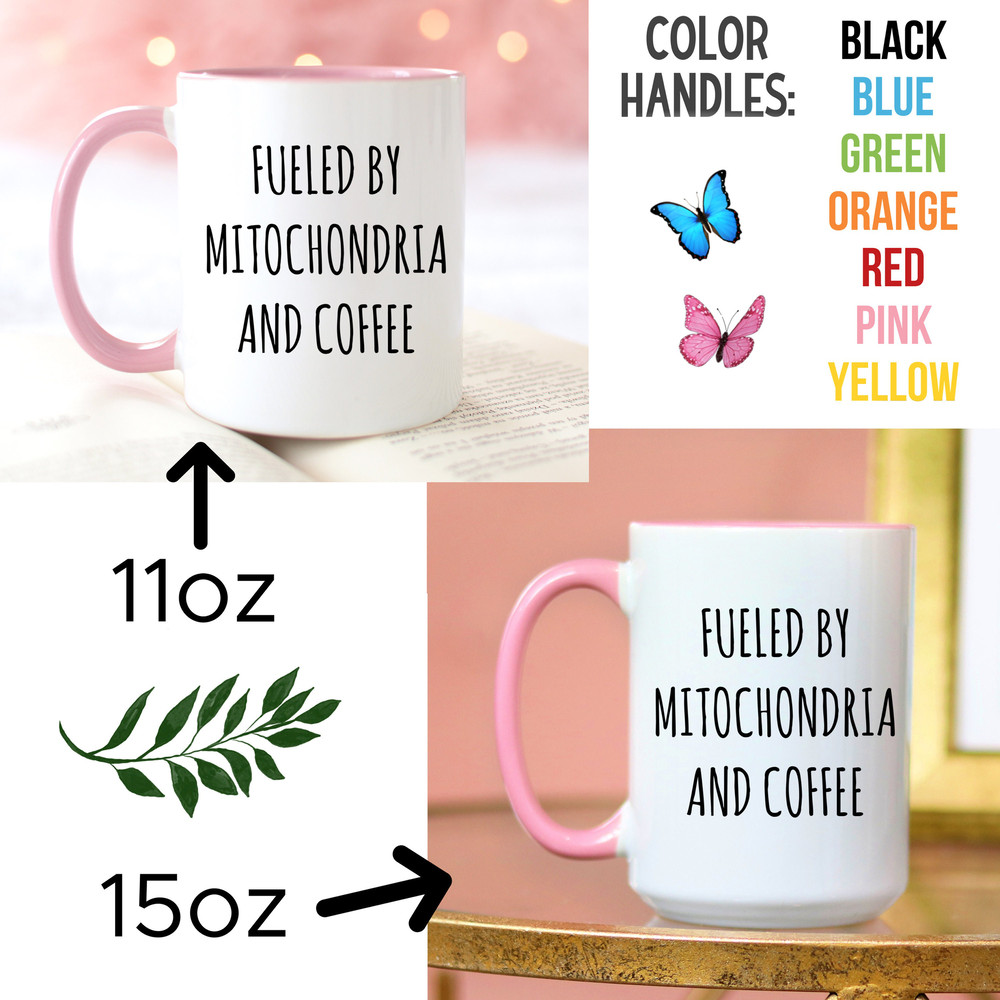 Fueled By Mitochondria And Coffee Mug, Funny Science Mugs, Science Mitochondria, Biology Mugs, Science Teacher Gifts, Steminist, Cup - 3.jpg
