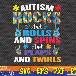 autism rocks and rolls funny autism awareness month svg, eps, png, dxf, digital download