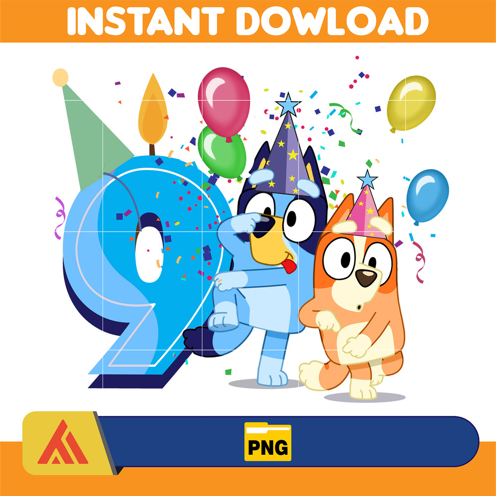 Bluey Birthday 1-9 Years Old PNG Download, Bluey & Bingo Birthday PNG, Bluey Birthday Party PNG, Birthday Girl And Birthday Boy Design (17).jpg