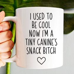 i used to be cool now im a tiny canines snack bitch, dog mom mug, funny gift for mom,