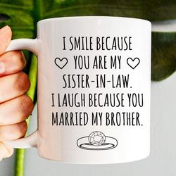 sister in law gift, sister in law mug, gifts for sister in law, wedding in law gift,