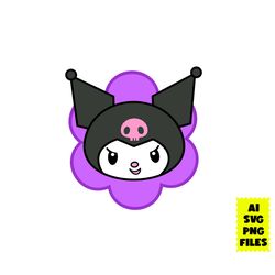 kuromi flower svg, kuromi svg, flower svg, hello kitty svg, animal svg, cartoon svg, ai digital file