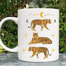 Vintage Tiger Mug, Aesthetic Tiger Mug, Oriental Tigers, Chinese Tiger Coffee Mug Coz