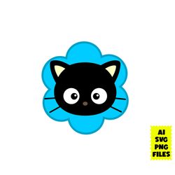 chococat flower svg, chococat svg, cat svg, flower svg, hello kitty svg, animal svg, cartoon svg, ai digital file