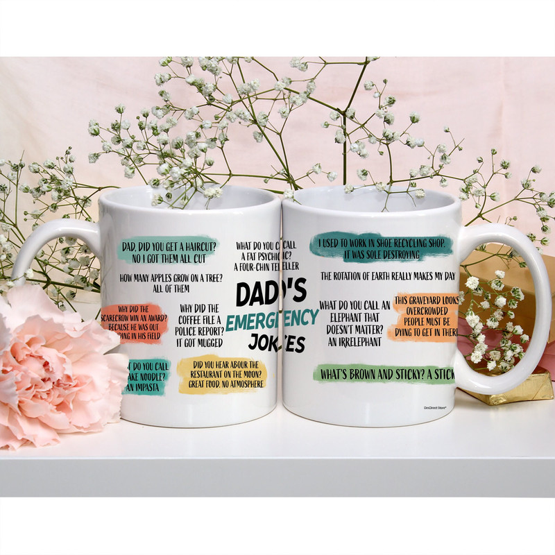 Best Dad Jokes For Father Day Dad Emergency Jokes Mug, Funny Fathers Day Mug, Gifts From Daughter Son Printed Ceramic White Mug 11 oz 15 oz - 1.jpg