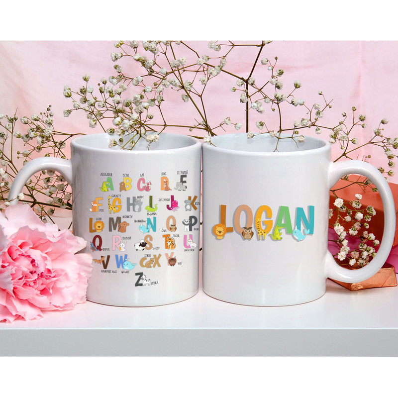Animal Alphabet Mug, ABC Teacher Kindergarten Mug, Alphabet Mug for Teachers Personalized Gift Coffee Mug, Teacher Coffee Mug  11 oz 15 oz - 2.jpg
