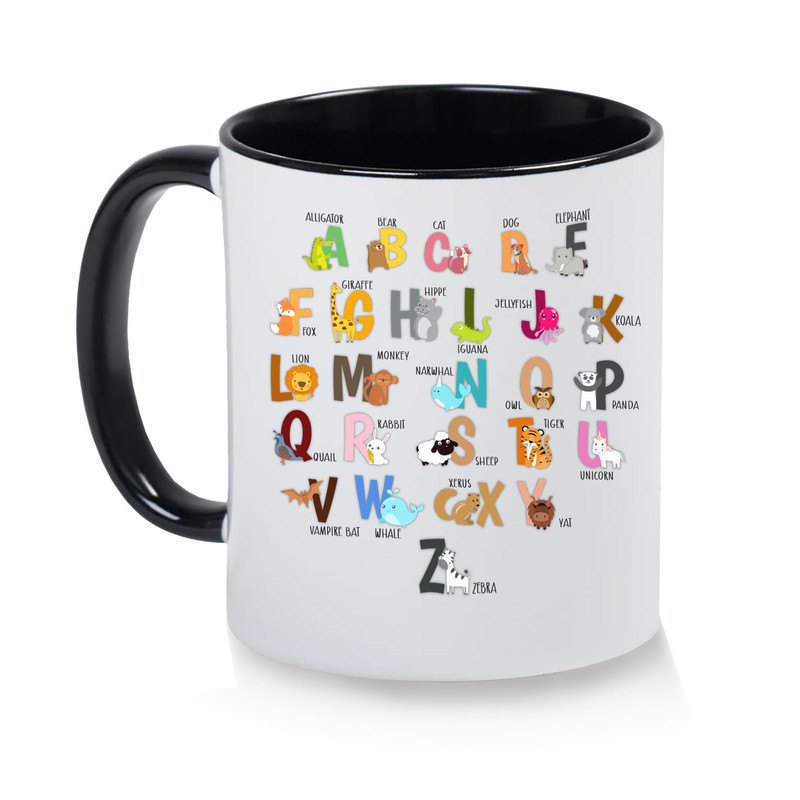 Animal Alphabet Mug, ABC Teacher Kindergarten Mug, Alphabet Mug for Teachers Personalized Gift Coffee Mug, Teacher Coffee Mug  11 oz 15 oz - 8.jpg