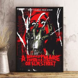 movie poster, film poster, a nightmare on elm street poster, wall art, wall decor, prints, home decor, fiery nightmare