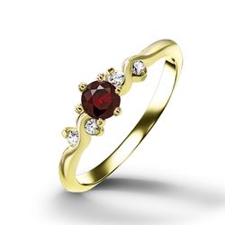 red garnet ring - genuine gemstone - gold ring - delicate ring - stacking ring - january birthstone - tiny ring