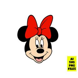 minnie mouse svg, minnie face svg, minnie svg, mickey mouse svg, disney svg, ai digital file