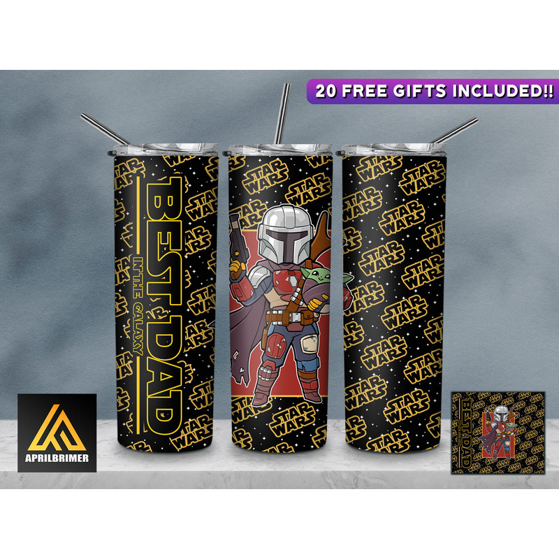 Best Dad In The Galaxy 20 Oz Skinny Tumbler StraightTapered Wrap Png Sublimation Design, Movie Tumbler PNG File, Father's Day Gifts-2.jpg