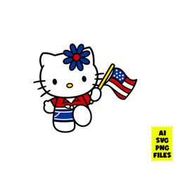 patriotic kitty svg, hello kitty svg, flag usa svg, cartoon svg, ai digital file