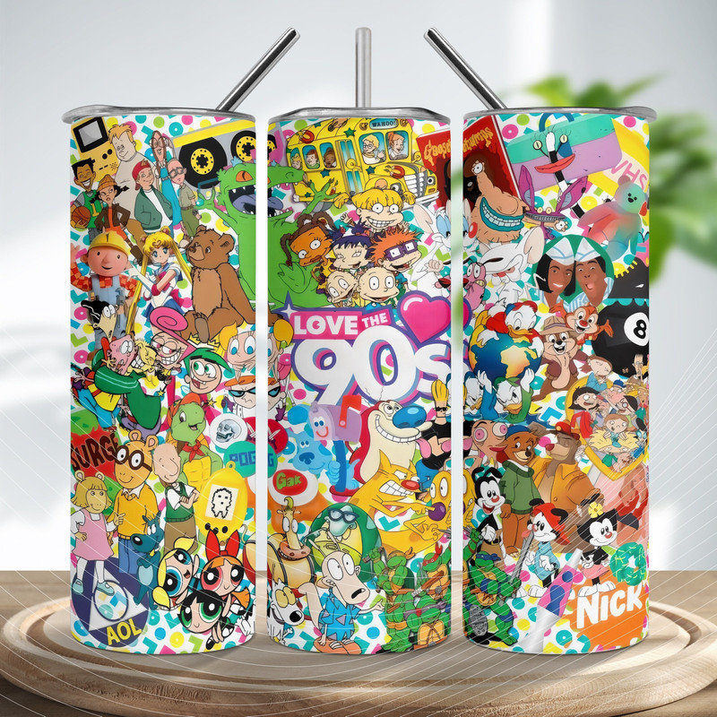 90s Cartoon Tumbler Wrap, 90s Cartoon Skinny Tumbler, Cute Bear Tumbler, Cute Cartoon Design, Coffee Cute Bears Skinny Tumbler wrap.jpg