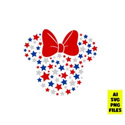 patriotic stars minnie svg, minnie mouse svg, minnie svg, flag usa svg, disney svg, ai digital file