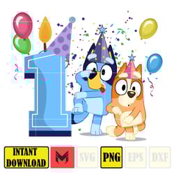 bluey birthday 1 years old png download, bluey & bingo birthday png, bluey birthday party png, birthday girl and birth