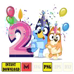 bluey birthday 2 years old png download, bluey & bingo birthday png, bluey birthday party png, birthday girl and birth