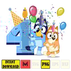 bluey birthday 4 years old png download, bluey & bingo birthday png, bluey birthday party png, birthday girl and birth