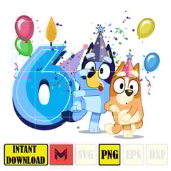 bluey birthday 6 years old png download, bluey & bingo birthday png, bluey birthday party png, birthday girl and birth