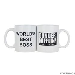 coffee mug cup with dunder mifflin - worlds best b