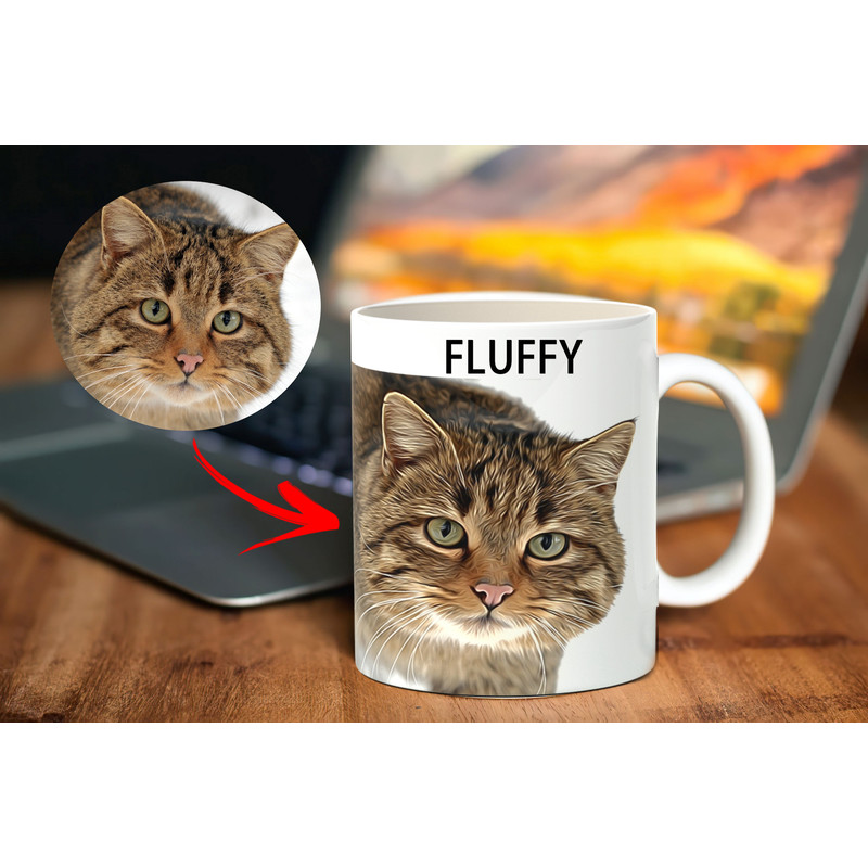 Custom Cat Dog Pet Portrait From Photo - Personalized Pet Name - Birthday Gift For Dog Cat Pet Lover - 11 - 15 Oz White Coffee Tea Mug Cup - 1.jpg