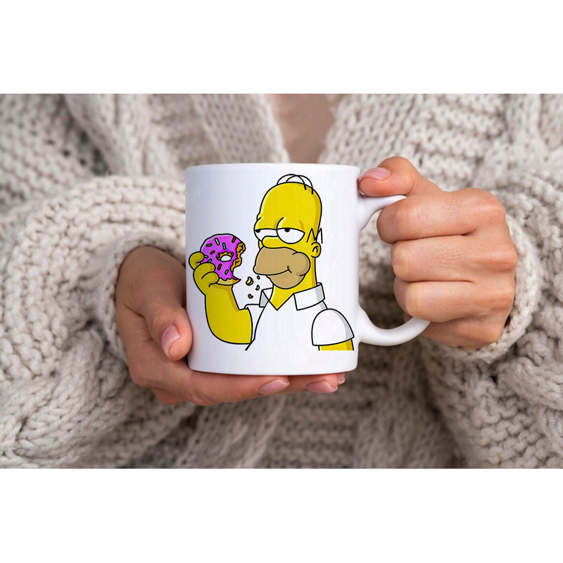 Homer Eating Donut Tasty The Simpsons Comedy TV Show - Novelty Cute Funny Anniversary Birthday Present, 11 - 15 Oz White Coffee Tea Mug Cup - 2.jpg