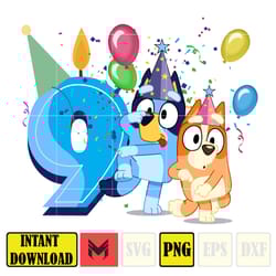 bluey birthday 9 years old png download, bluey & bingo birthday png, bluey birthday party png, birthday girl and birth