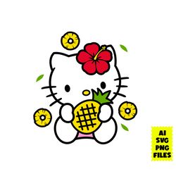 pineapple hello kitty svg, pineapple svg, hello kitty svg, flower svg, cartoon svg, ai digital file
