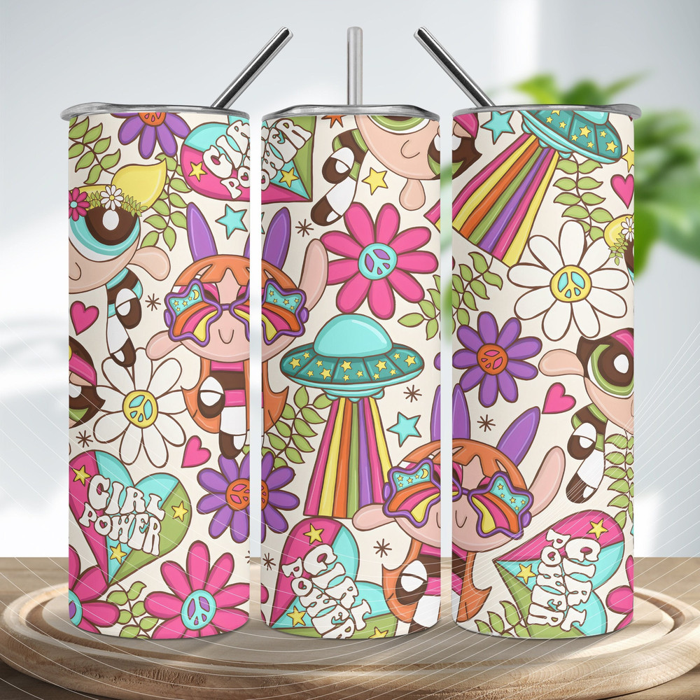 Power Girls Tumbler, Power Girls Skinny Tumbler, Girl Power Tumbler, Cartoon Tumbler Cute.jpg